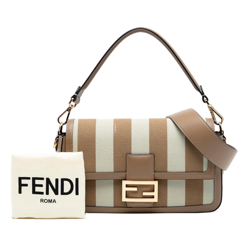 Fendi Pequin Canvas Baguette Satchel