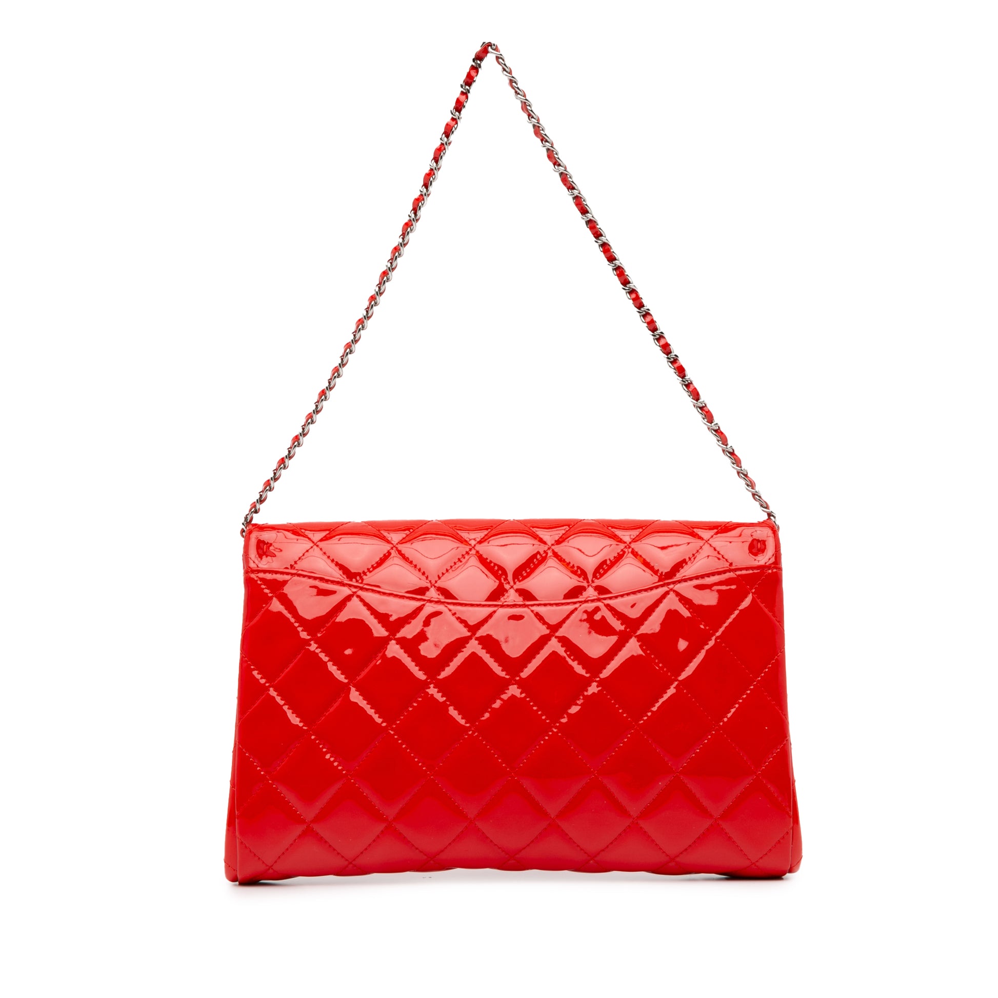 Chanel CC Quilted Patent Clutch with Chain