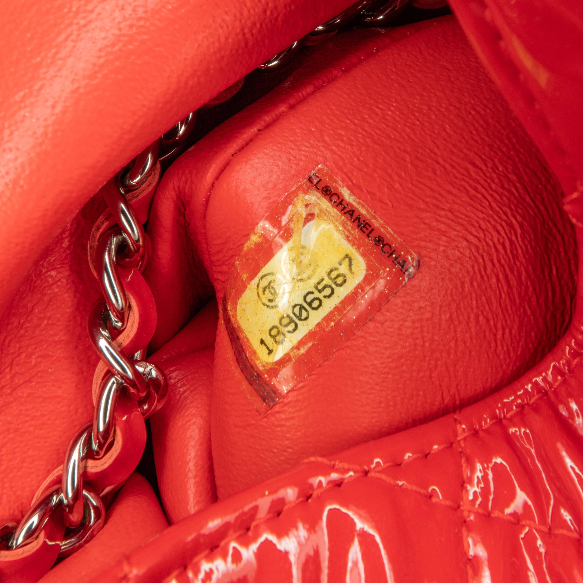 Chanel CC Quilted Patent Clutch with Chain