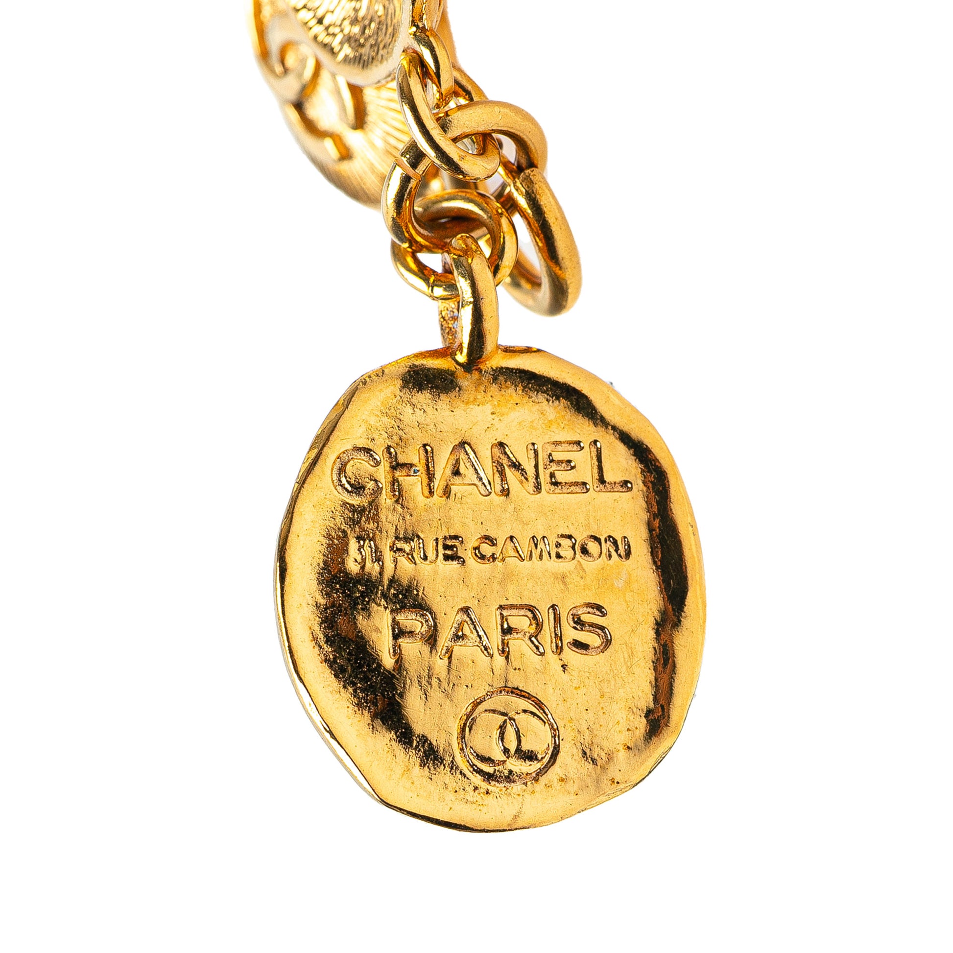 Chanel Gold Plated Rue Cambon CC Medallion Link Bracelet
