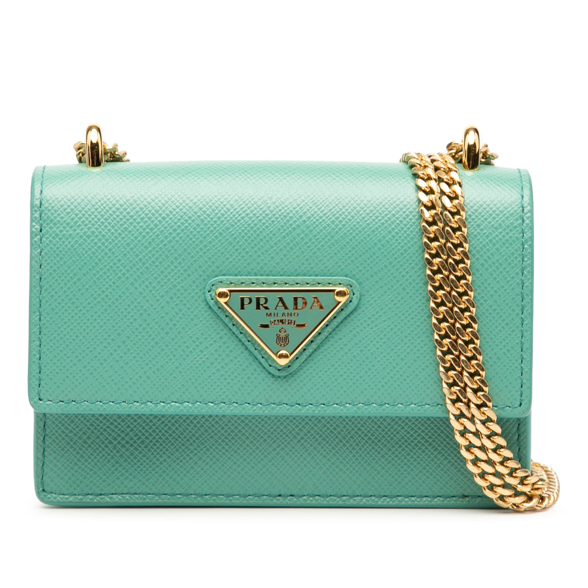 Prada Saffiano Lux Card Holder on Chain