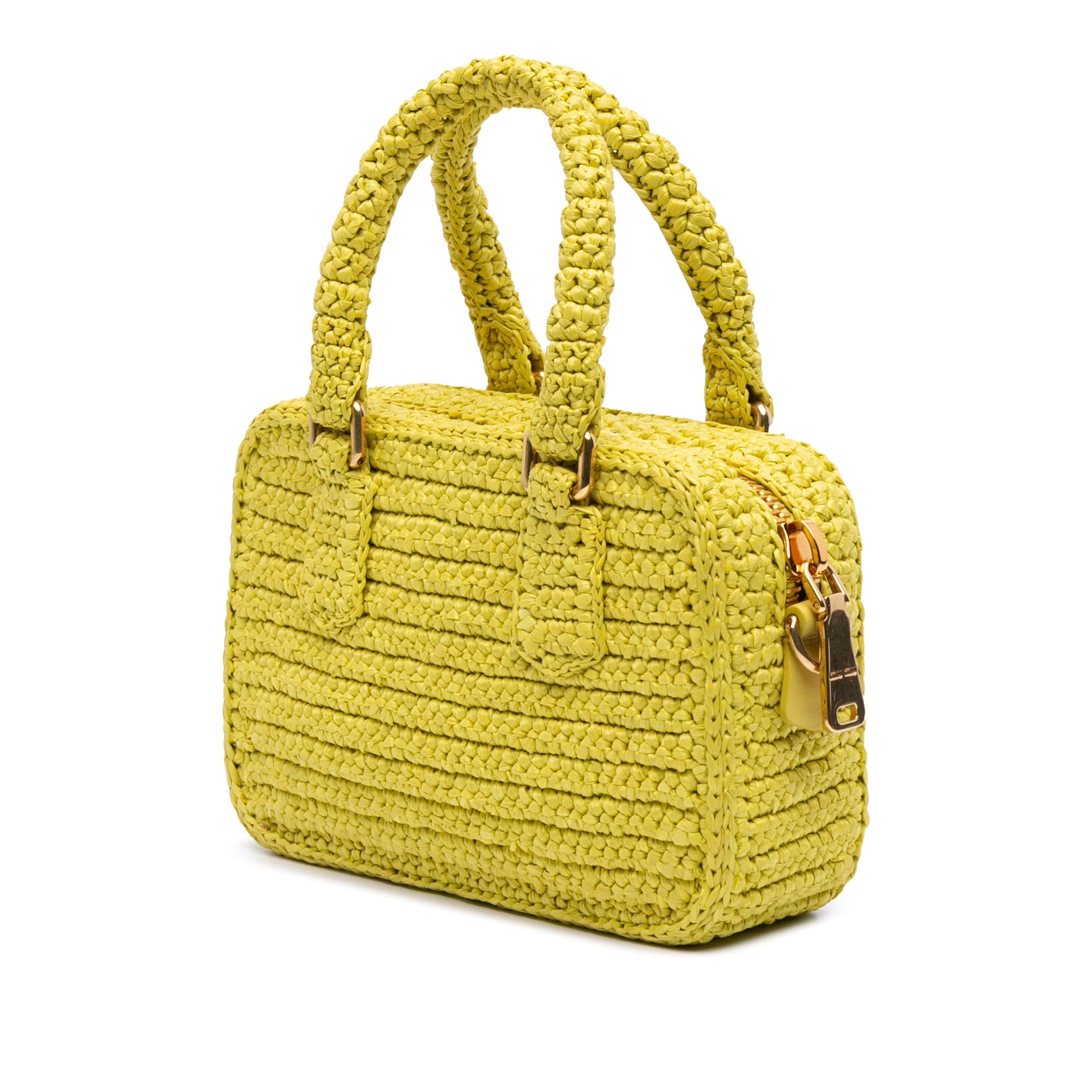 Miu Miu Raffia Crochet Arcadie Top Handle Bag