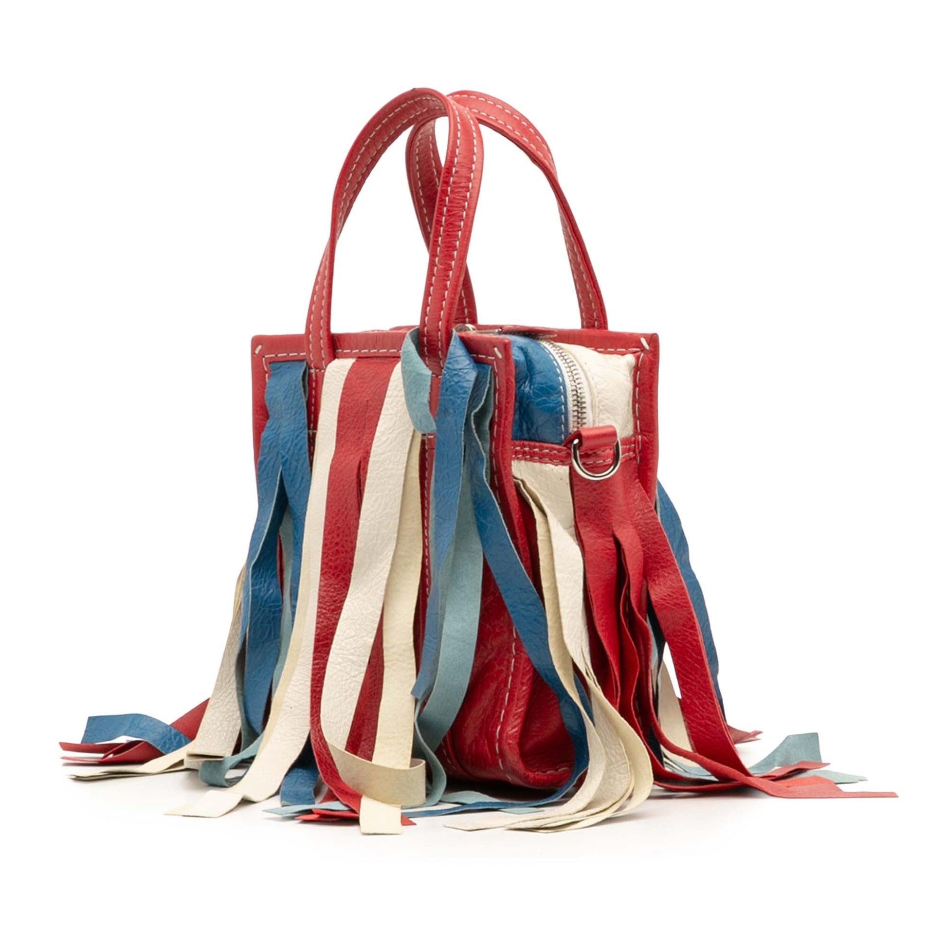 Balenciaga XXS Lambskin Fringe Bazar Shopper Satchel