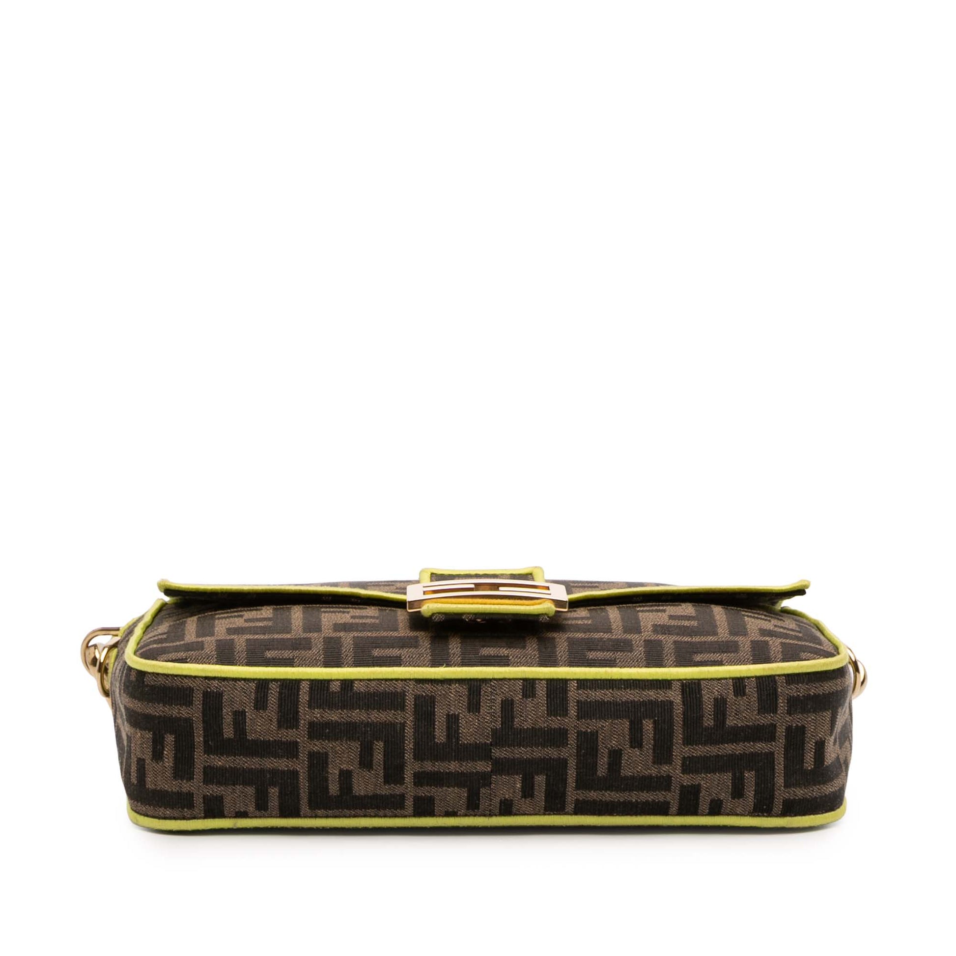 Fendi Zucca Embroidered Canvas Baguette Satchel