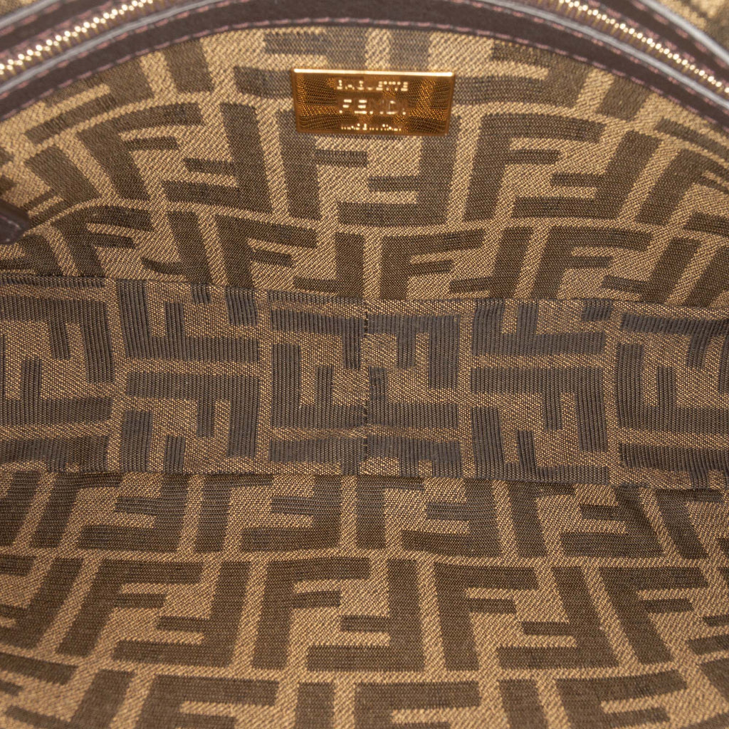 Fendi Zucca Embroidered Canvas Baguette Satchel