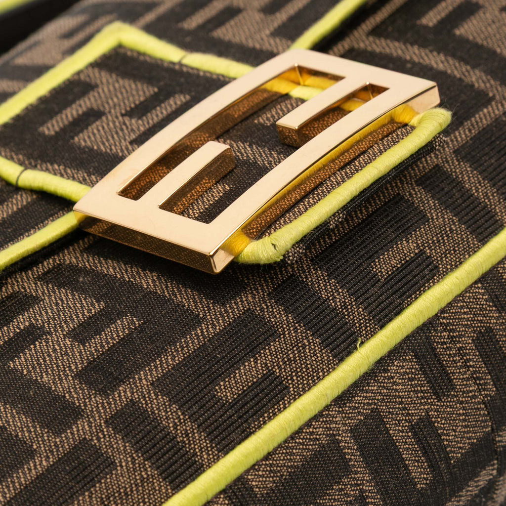 Fendi Zucca Embroidered Canvas Baguette Satchel