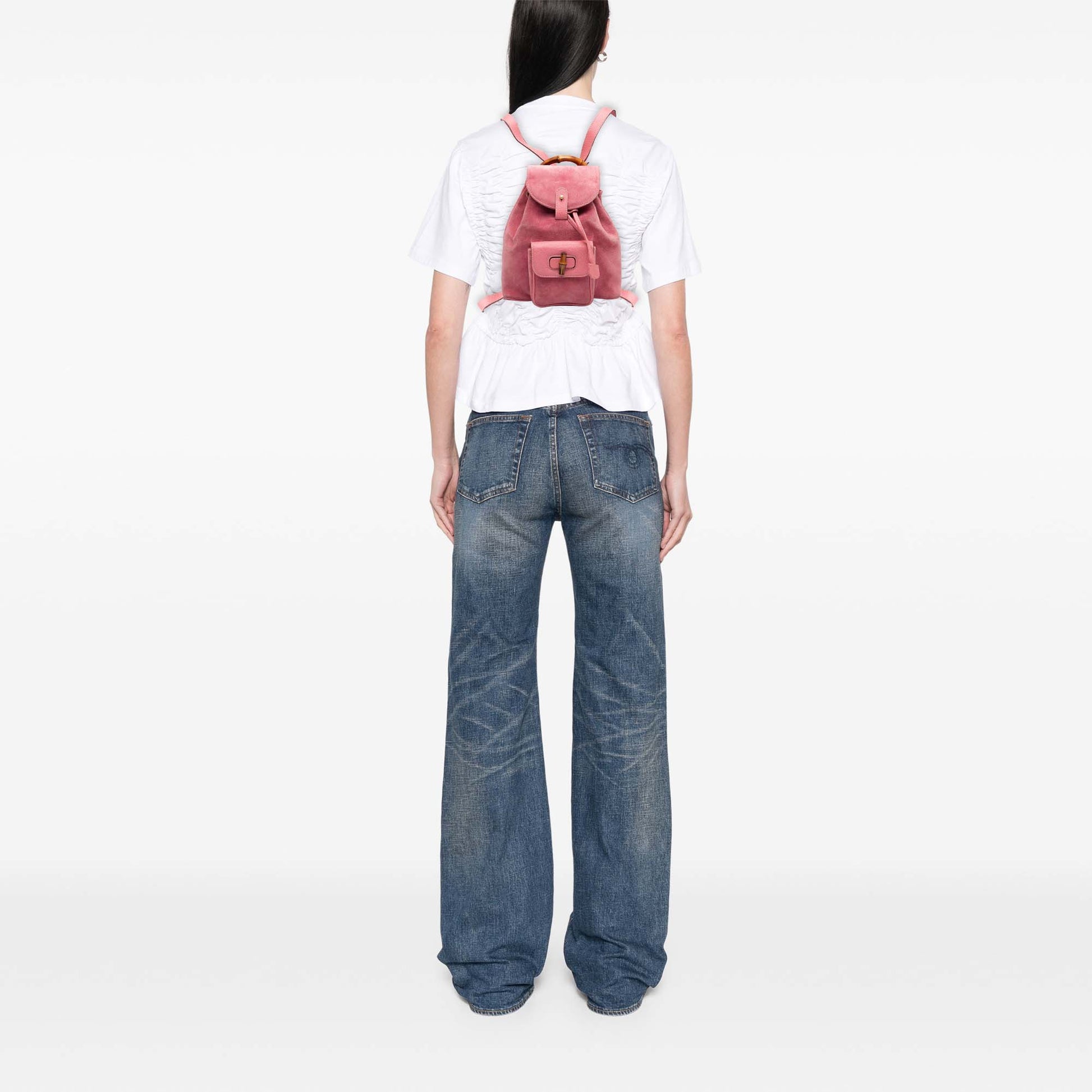 Gucci Suede Bamboo Backpack