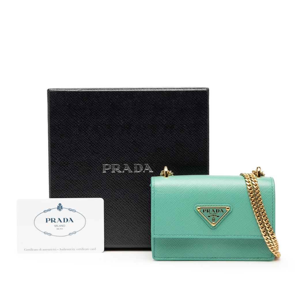 Prada Saffiano Lux Card Holder on Chain