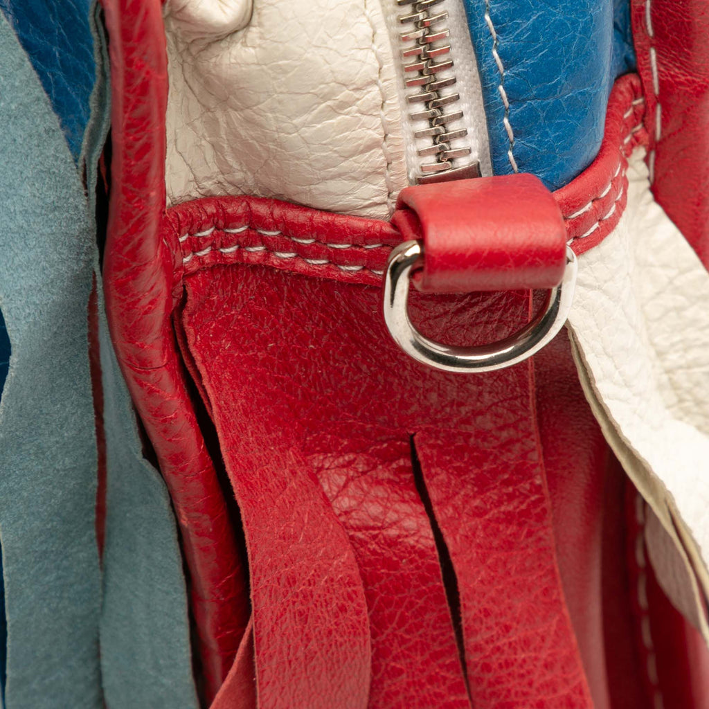 Balenciaga XXS Lambskin Fringe Bazar Shopper Satchel